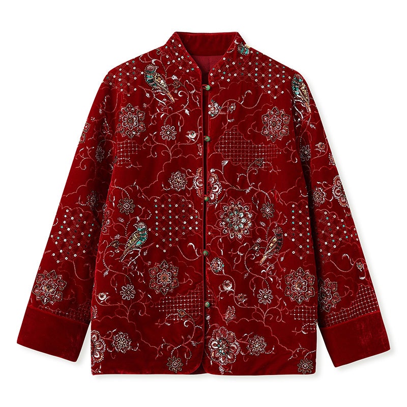 Yailla Versatile Modern Chinese Retro Style High-End Feel Trending This Year Luxurious and Elegant Heavy-Duty Embroidered Cotton-Padded Jacket/Coat for Women Light Luxury Niche Design Tang Coat Suit - Image 1